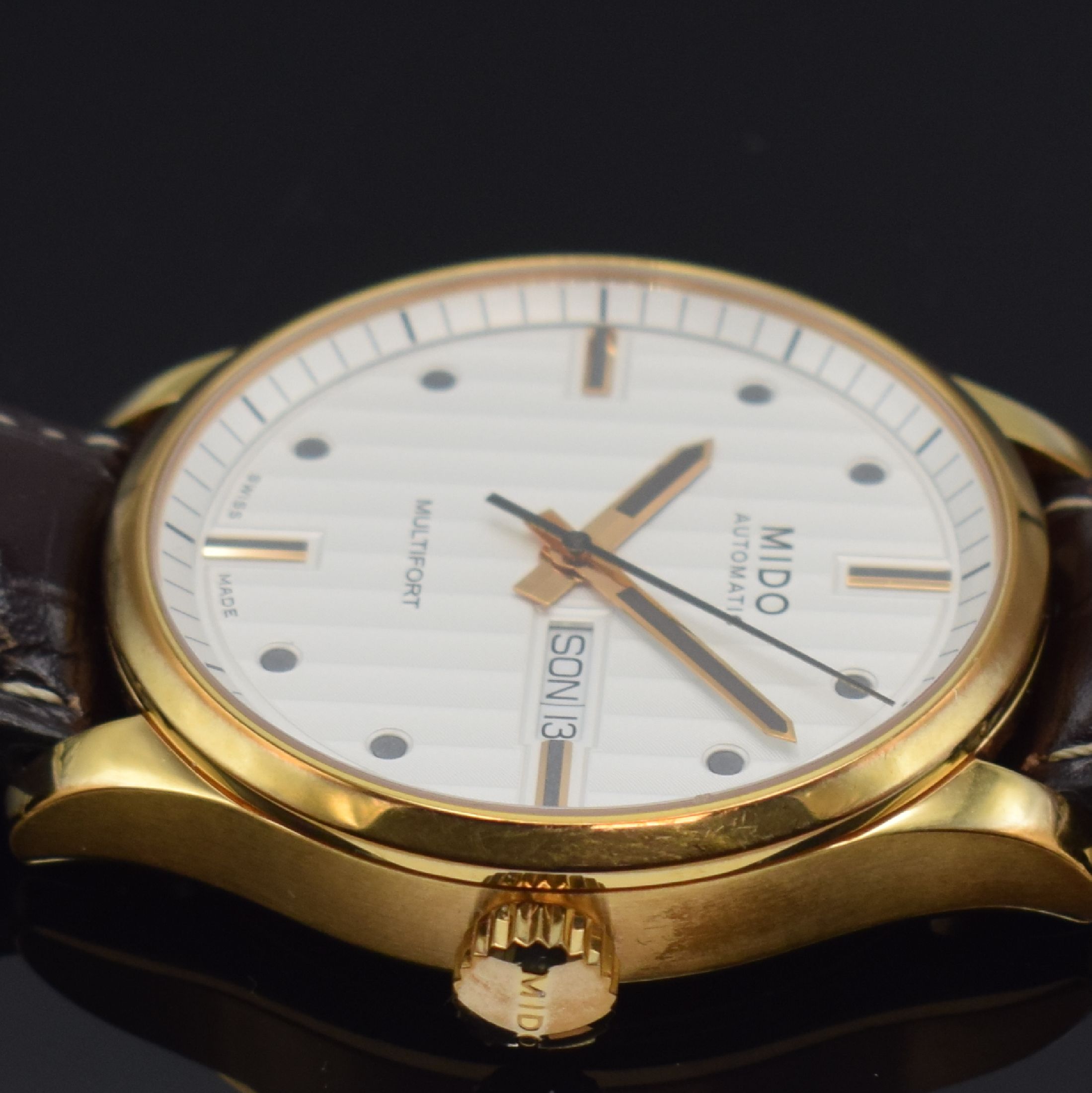 Detail c: MIDO Multifort Herrenarmbanduhr Referenz M005430 A, Schweiz um 2005, Automatik, Edelstahlgeh. verg., Boden und Krone verschr., Zifferblatt in ...