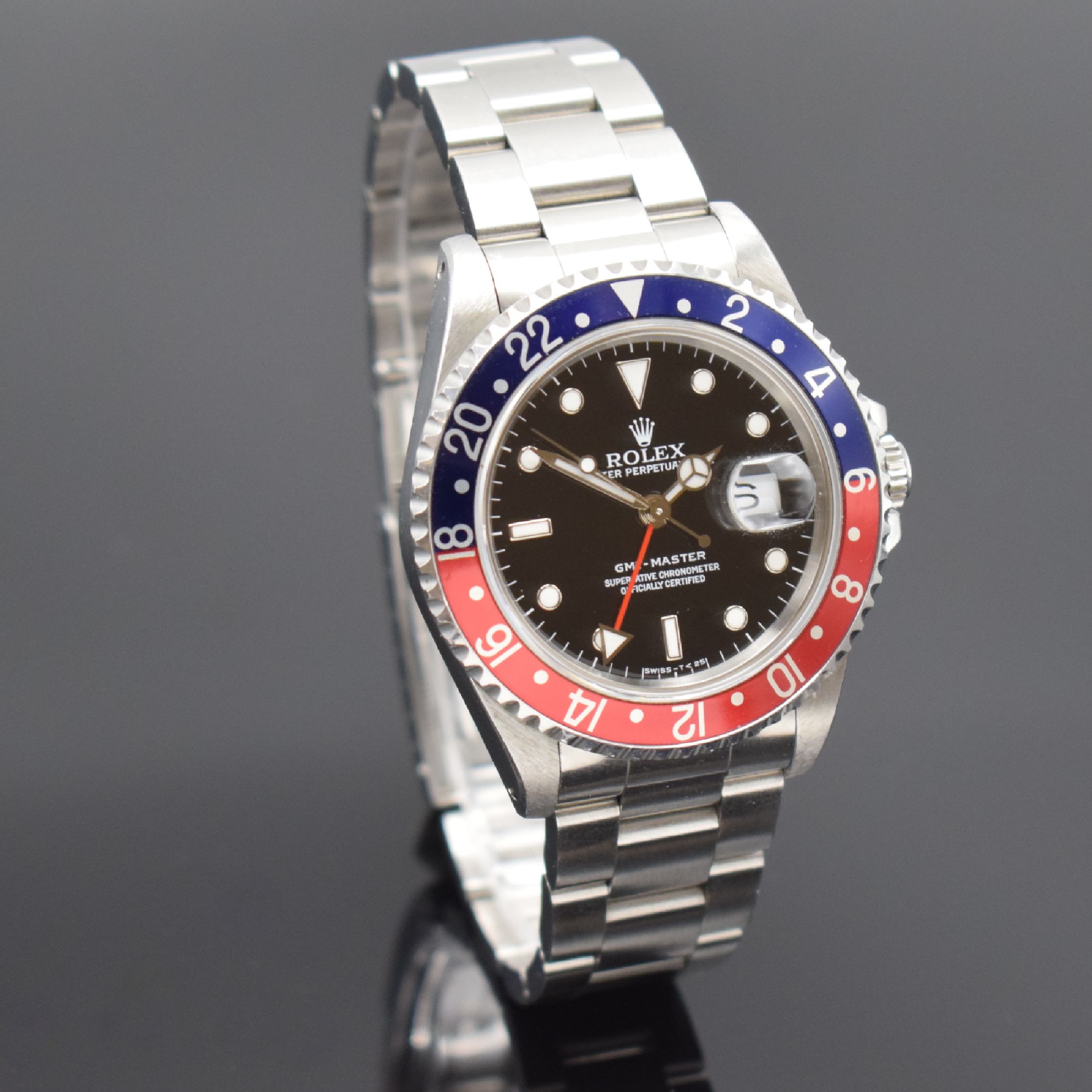 Detail b: ROLEX Herrenarmbanduhr Oyster Perpetual Date GMT-Master Referenz 16700, Schweiz um 1990, Automatik, Chronometer der Superlative in Edelstahl inkl. ...