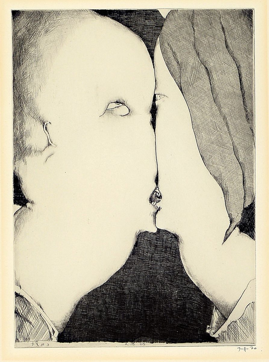 Horst Janssen, 1929 - 1995, 4 Lithografien, Edgar Allan Poe, Kröte Gustav, Der Kuss, Selbstporträt Griffelkunst, alle handmonogrammiert, alle ...