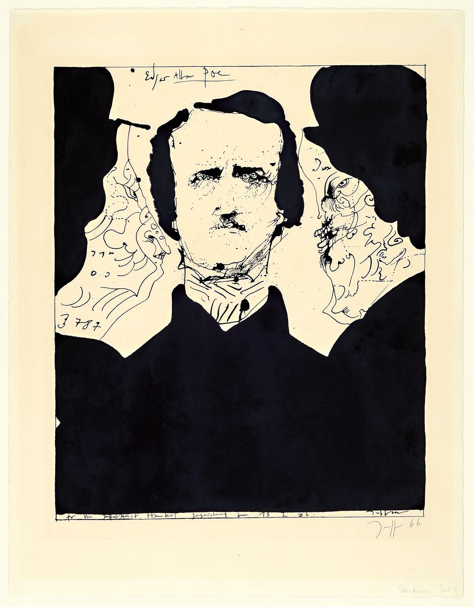 Detail b: Horst Janssen, 1929 - 1995, 4 Lithografien, Edgar Allan Poe, Kröte Gustav, Der Kuss, Selbstporträt Griffelkunst, alle handmonogrammiert, alle ...