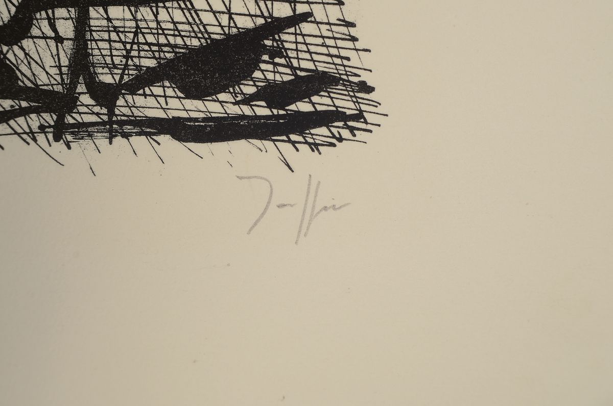 Detail d: Horst Janssen, 1929 - 1995, 4 Lithografien, Edgar Allan Poe, Kröte Gustav, Der Kuss, Selbstporträt Griffelkunst, alle handmonogrammiert, alle ...