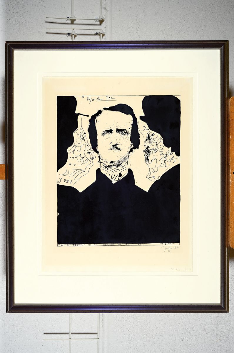Detail m: Horst Janssen, 1929 - 1995, 4 Lithografien, Edgar Allan Poe, Kröte Gustav, Der Kuss, Selbstporträt Griffelkunst, alle handmonogrammiert, alle ...