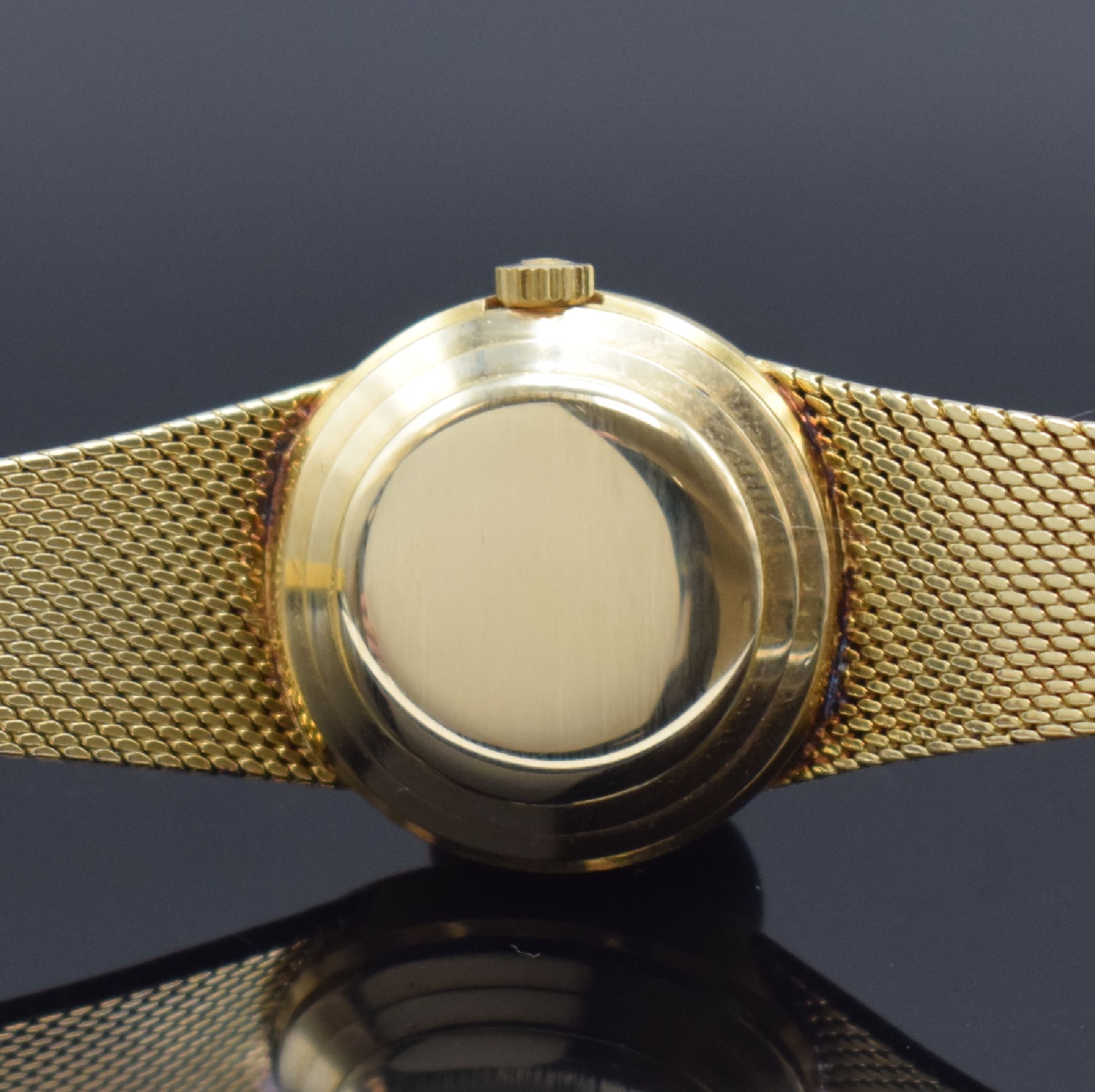 Detail e: OMEGA Damenarmbanduhr in GG 585/000, Schweiz um 1973, Automatik, Boden aufgedr., champagnerfarb. Zifferbl. m. aufgel. Std.- Ind., schwarze Zeiger, ...