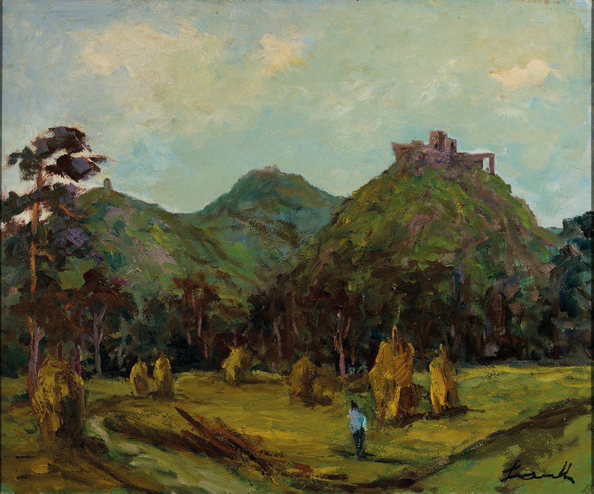 Robert Lauth, 1896-1985 Ludwigshafen am Rhein, Die Trifelsgruppe, rückseitig so betitelt, Öl/Lwd, rechts unten signiert, ca. 50x60cm, R. ca. 57x67cm