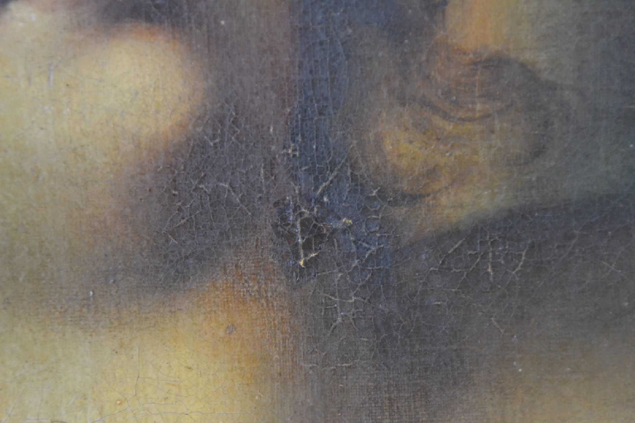 Detail h: Unbekannter Maler, Italien, 1. Hälfte 19. Jh., Porträt des Hl. Sebastian nach Guido Reni, Öl/Lwd, mit altersbedingten Oberflächenschäden, ca. ...