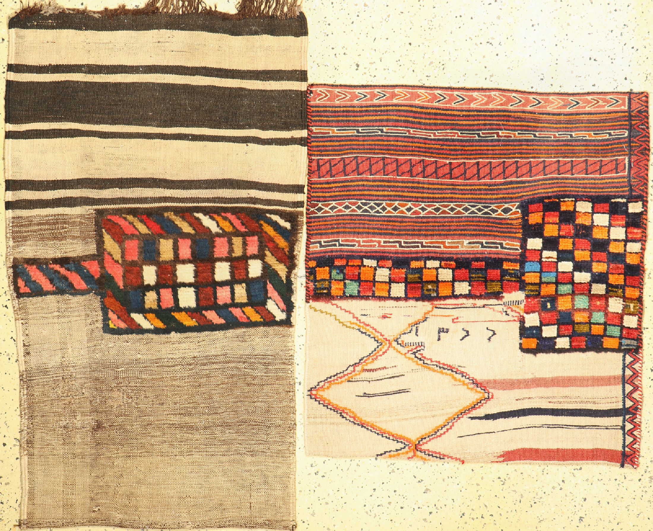 2 Taschen geöffnet, Persien, um 1900, Wolleauf Wolle, ca. 135 x 80 cm, EHZ: 2-3