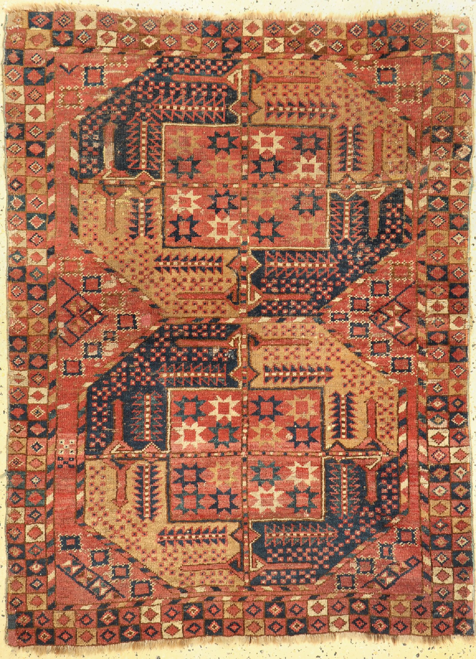 Antiker Beschir, Turkmenistan, 19.Jhd, Wolle auf Wolle, ca. 155 x 111 cm, EHZ: 3, (restauriert)