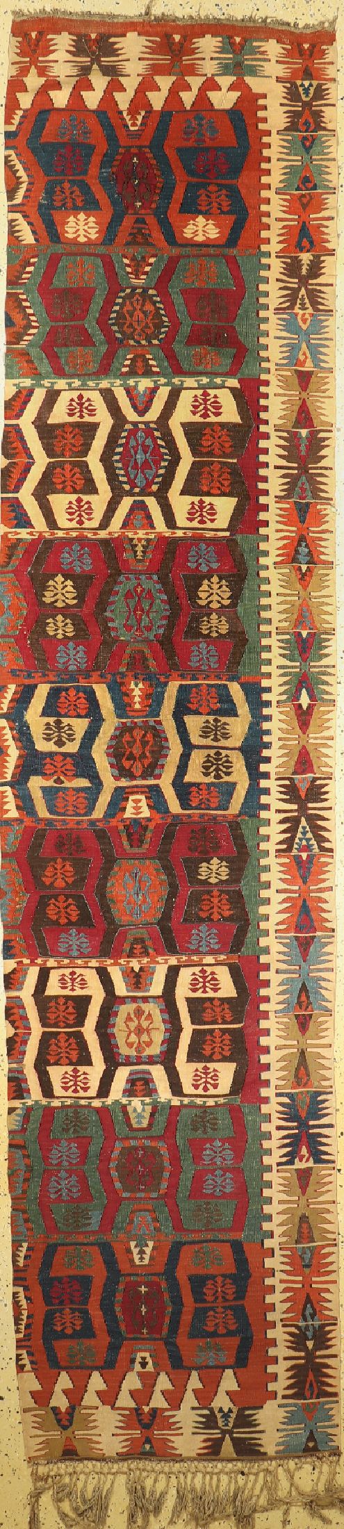 Anatol Kelim(1 Bahn), Türkei, 19.Jhd, Wolleauf Wolle, ca. 380 x 86 cm, EHZ: 2