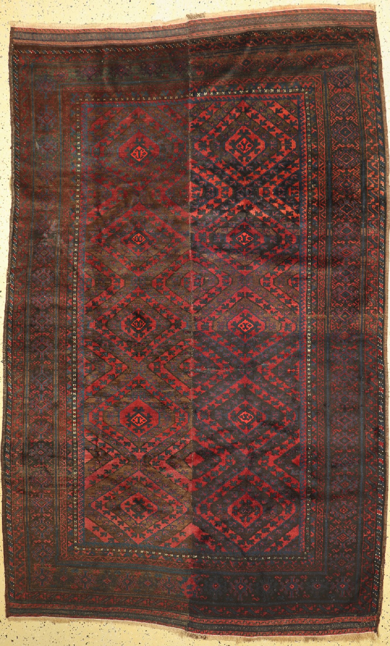 Antiker Belutsch(2 Bahnig), Afghanistan, um1900, Wolle auf Wolle, ca. 272 x 173 cm, EHZ: 2(Flecken)