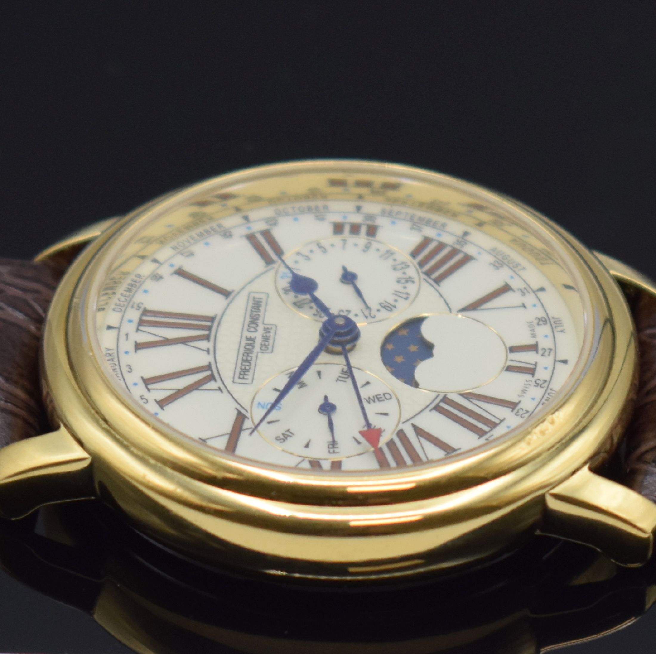 Detail f: FREDERIQUE CONSTANT Classics Business Timer Herrenarmbanduhr mit Kalender Referenz FC270x3P4/5/6, Schweiz um 2010, quarz, verg.Gehäuse, Boden ...