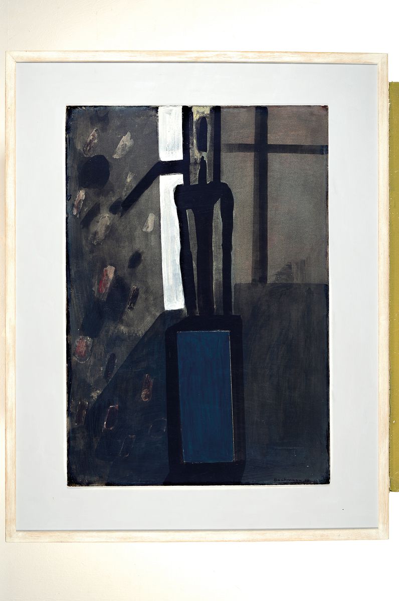 Detail k: Hermann Bachmann, 1922 Halle-1995 Karlsruhe,Frau mit Spiegel, Öl/Malkarton, rechts unten signiert und dat. 55, ca. 72x50cm, PP, R. ca. ca. 93x73cm, ...