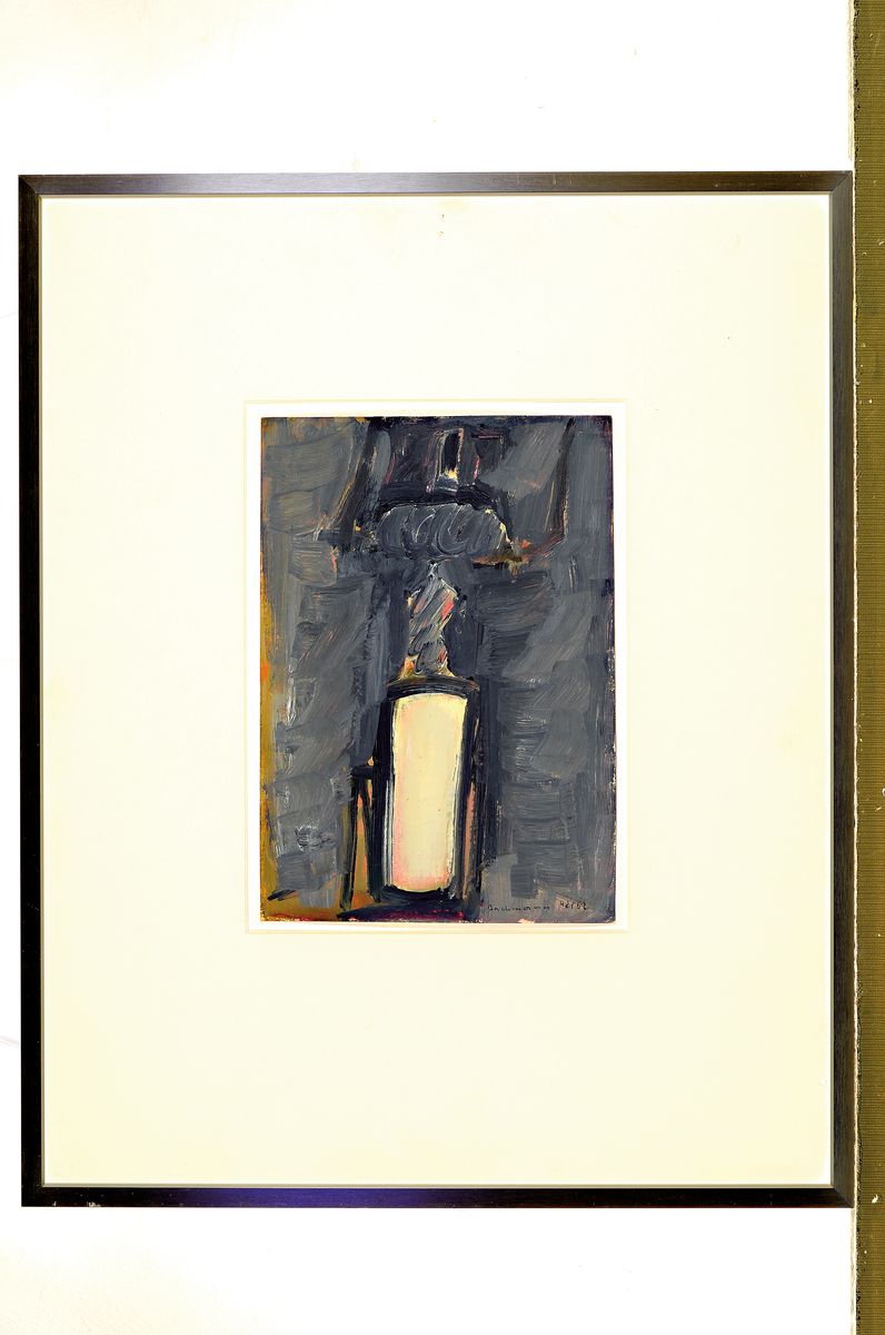 Detail k: Hermann Bachmann, 1922 Halle-1995 Karlsruhe,Abstrakte Figur, Öl/Malkarton, rechts unten sifniert und bez.: 42/62, ca. 25x17cm, PP, u. Gl., R. ca. ...