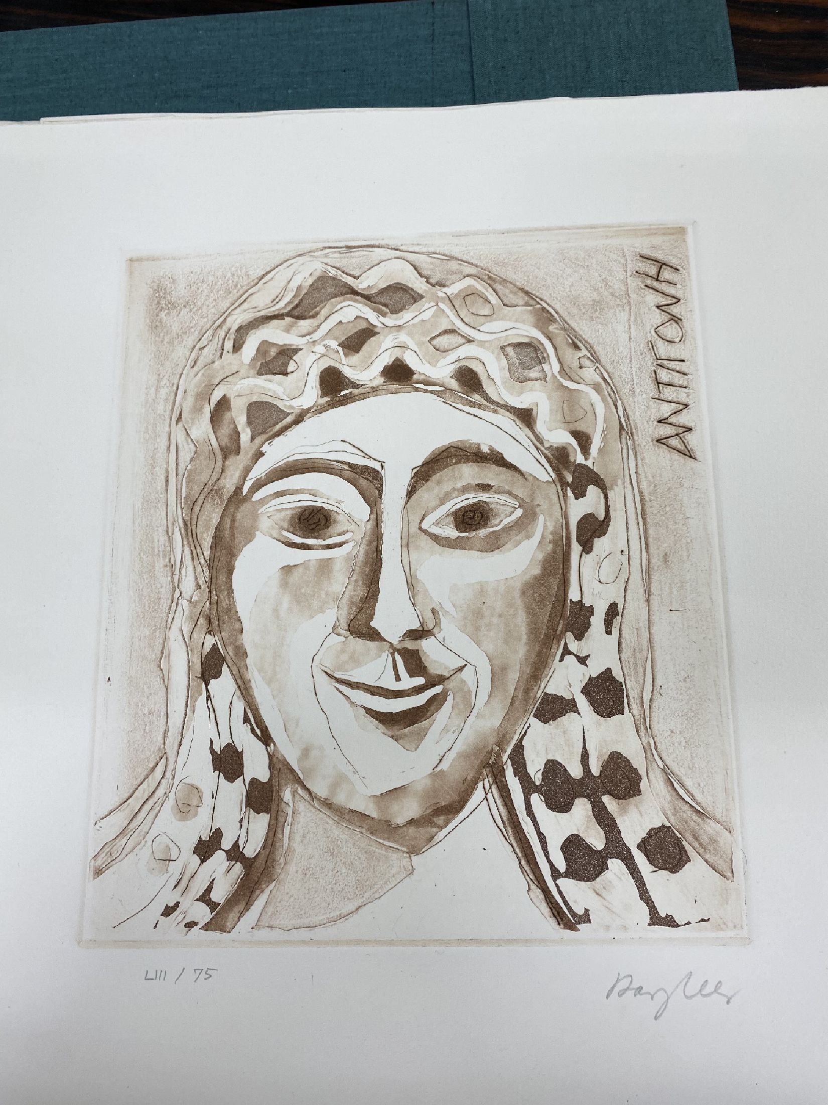 Detail d: Eduard Bargheer, 1901-1979, Antigone des Sophokles, Mappe mit 10 Aquatintaradierungen von 1967, alle handsign. und num. LIII/75, Blattgr. ca. ...