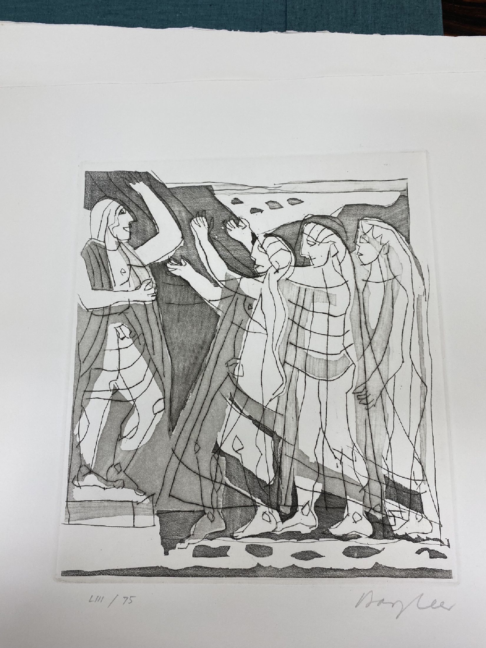 Detail g: Eduard Bargheer, 1901-1979, Antigone des Sophokles, Mappe mit 10 Aquatintaradierungen von 1967, alle handsign. und num. LIII/75, Blattgr. ca. ...