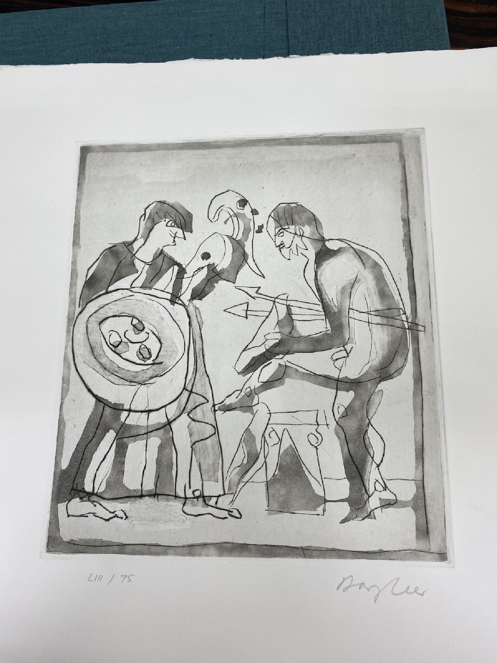 Detail h: Eduard Bargheer, 1901-1979, Antigone des Sophokles, Mappe mit 10 Aquatintaradierungen von 1967, alle handsign. und num. LIII/75, Blattgr. ca. ...