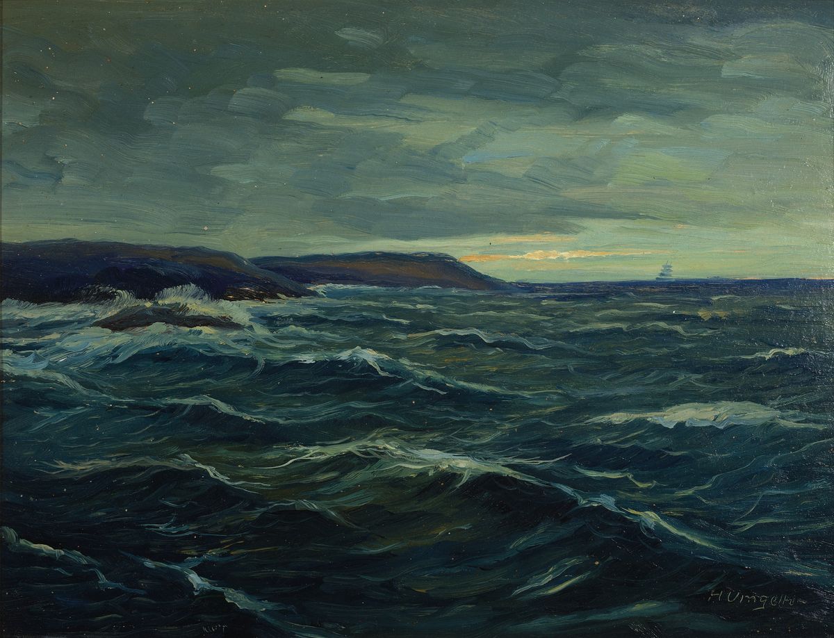 Detail a: Hermann Ludwig Umgelter, 1891-1962 Stuttgart, 2 Gemälde: ruhige See, Öl/ Malkarton, rechts unten signiert, ca. 30x40cm, R. ca. 35x45cm; Landschaft ...