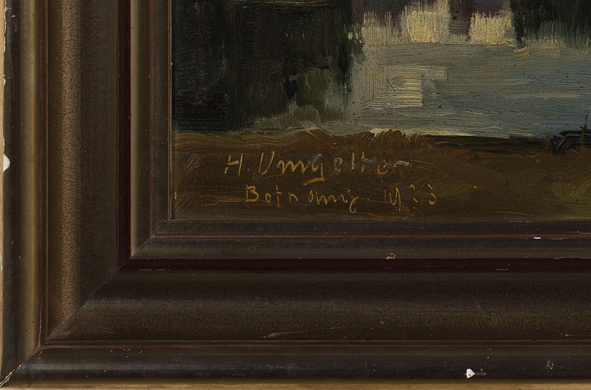Detail b: Hermann Ludwig Umgelter, 1891-1962 Stuttgart, 2 Gemälde: ruhige See, Öl/ Malkarton, rechts unten signiert, ca. 30x40cm, R. ca. 35x45cm; Landschaft ...