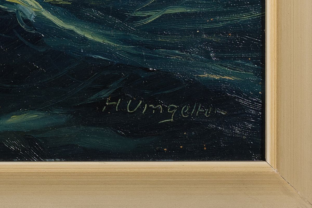 Detail c: Hermann Ludwig Umgelter, 1891-1962 Stuttgart, 2 Gemälde: ruhige See, Öl/ Malkarton, rechts unten signiert, ca. 30x40cm, R. ca. 35x45cm; Landschaft ...