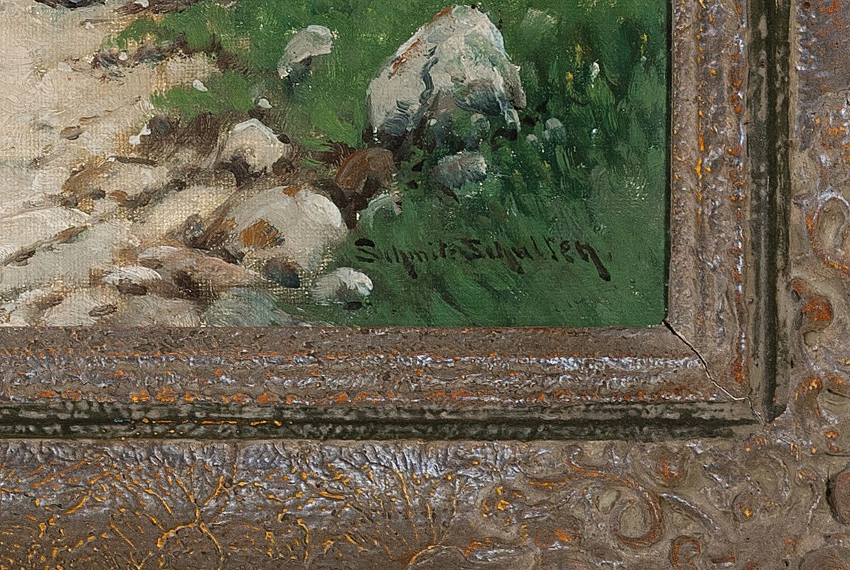 Detail a: Carl Schmitz-Schulten, 1870-1958 Düsseldorf, Norwegische Fjordlandschaft, Öl/Lwd, rechts unten sign., ca. 70x100cm, R. ca. 92x122cm