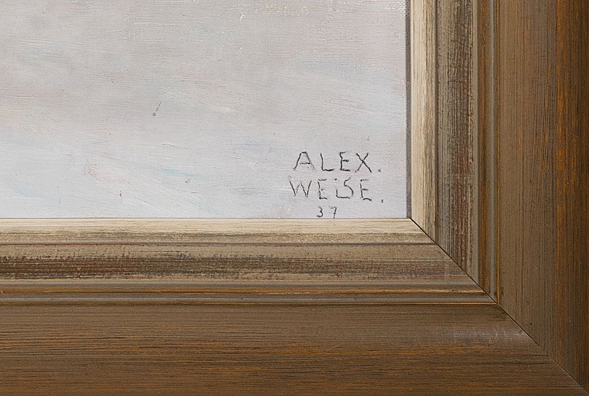 Detail a: Alexander Weise, 1883 Odessa-1960 München, Verschneite Winterlandschaft in den Alpen, Öl/Lwd, rechts unten signiert Alex Weise und dat. 37, ...