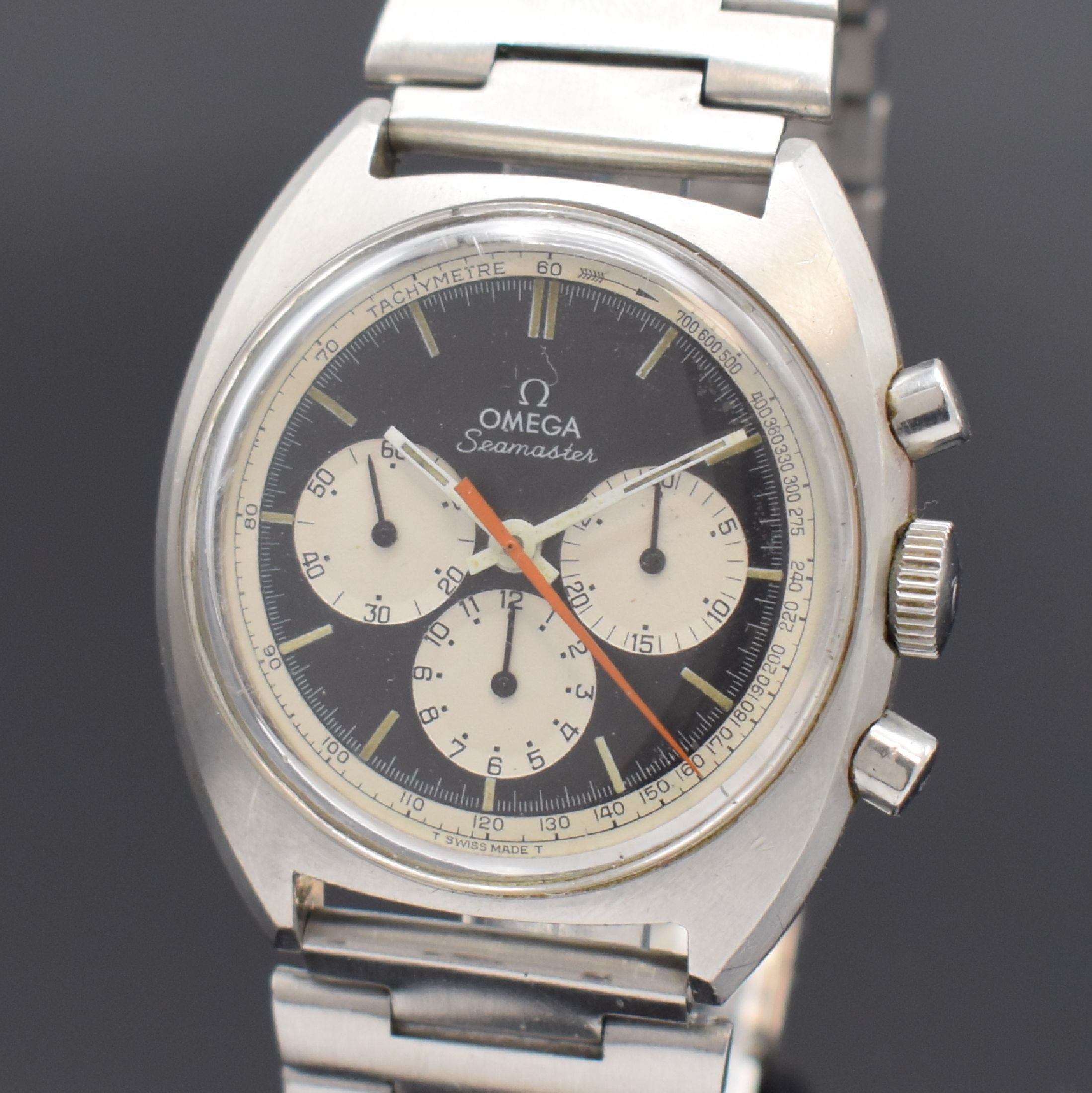 Detail a: OMEGA Seamaster seltener Schaltradchronograph Referenz 145.016-68, Schweiz um 1968, Handaufzug, Edelstahlgeh. inkl. orig. Gliederband m. Faltschl., ...