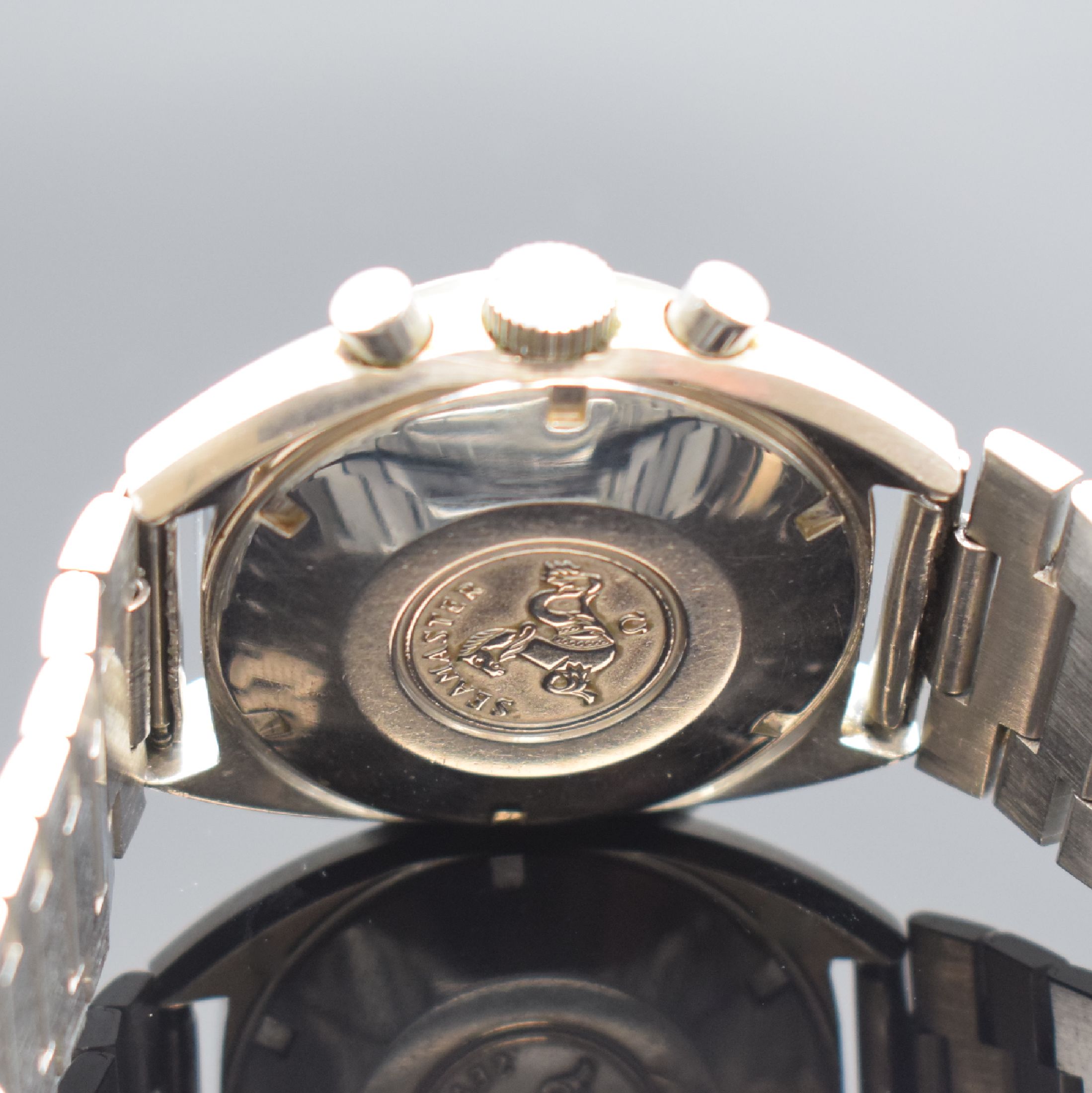 Detail c: OMEGA Seamaster seltener Schaltradchronograph Referenz 145.016-68, Schweiz um 1968, Handaufzug, Edelstahlgeh. inkl. orig. Gliederband m. Faltschl., ...