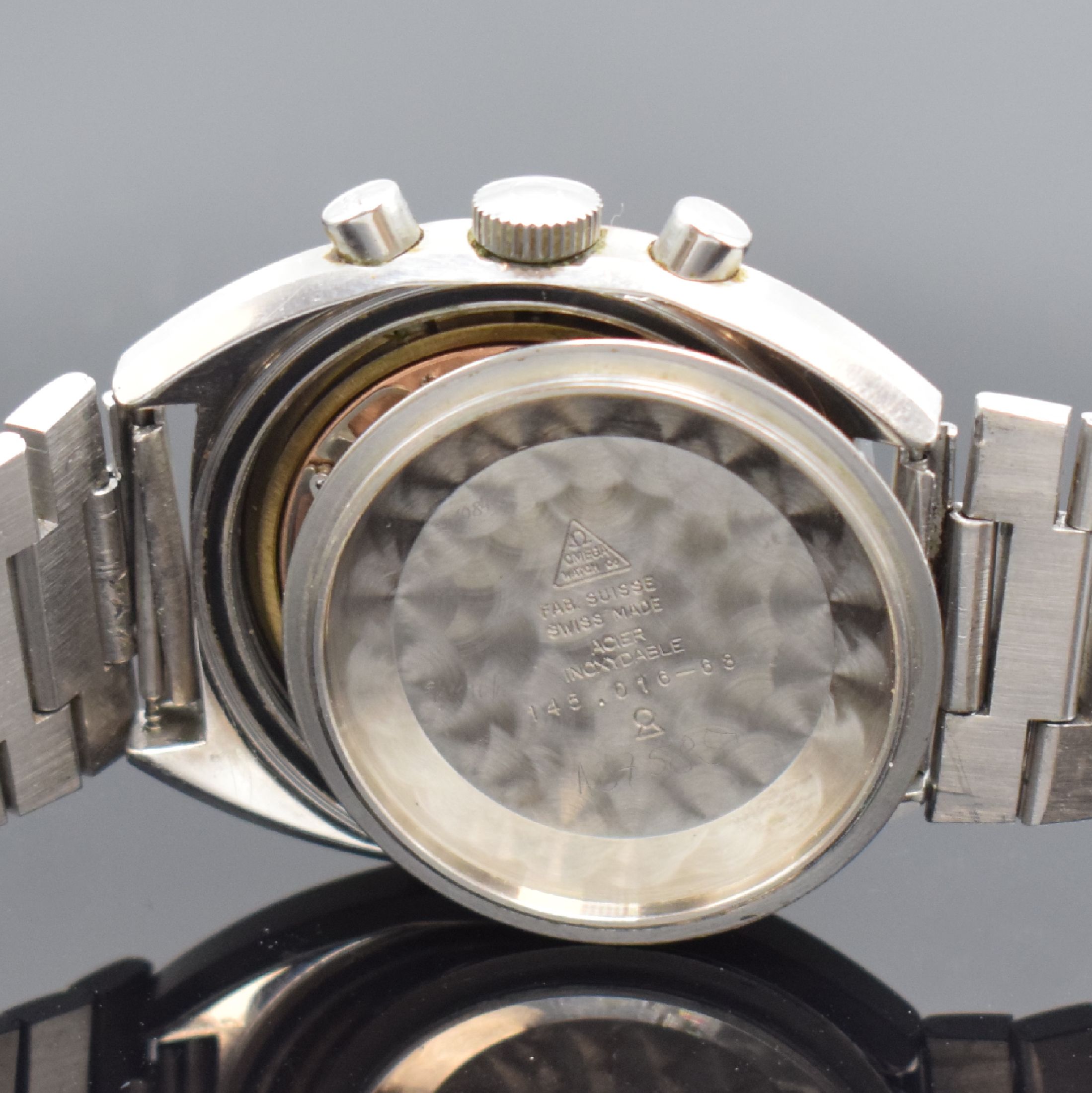 Detail f: OMEGA Seamaster seltener Schaltradchronograph Referenz 145.016-68, Schweiz um 1968, Handaufzug, Edelstahlgeh. inkl. orig. Gliederband m. Faltschl., ...
