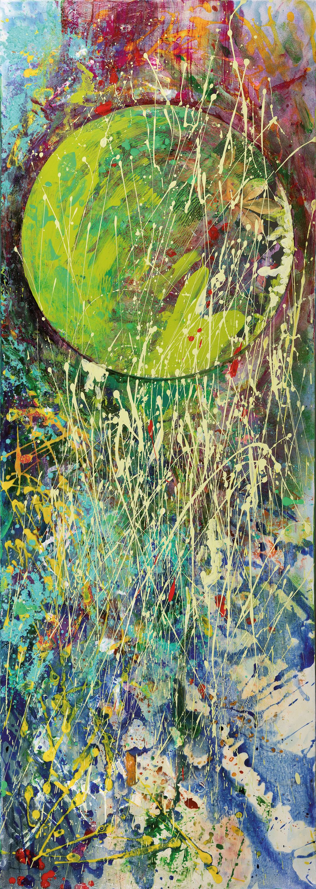 Doris Zeidlewitz, geb. 1959, Studium am Städel in Frankfurt und an der Hochschule für Gestaltung Offenbach, Hier: Acryl/Lwd, ca. 125x45 cm