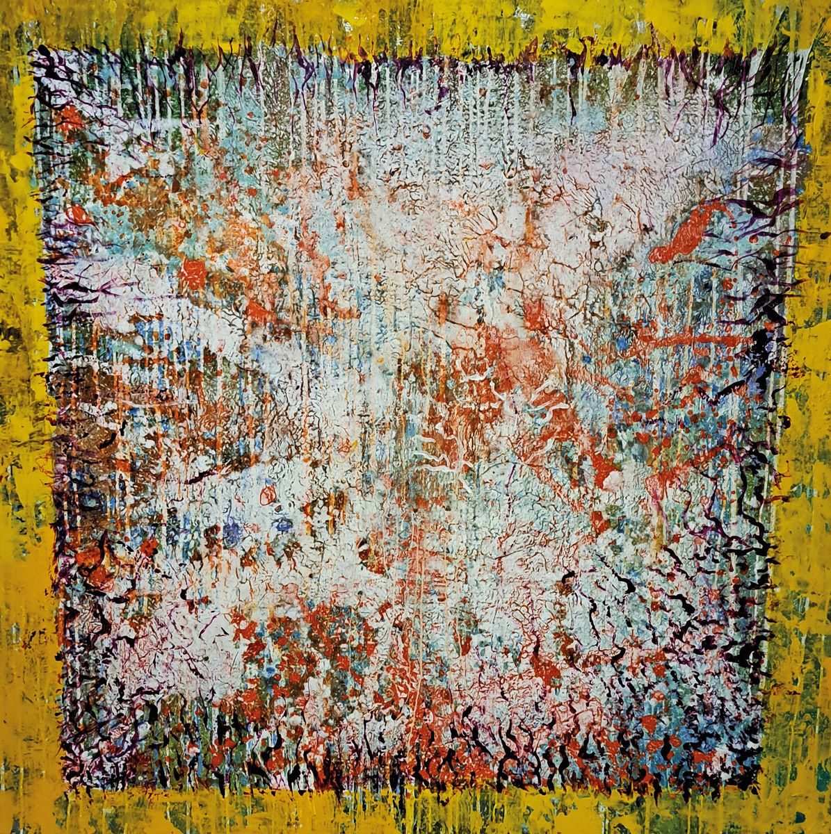 Doris Zeidlewitz, geb. 1959, Studium am Städel in Frankfurt und an der Hochschule für Gestaltung Offenbach, Hier: Acryl/Lwd,sign , ca. 150x150 cm