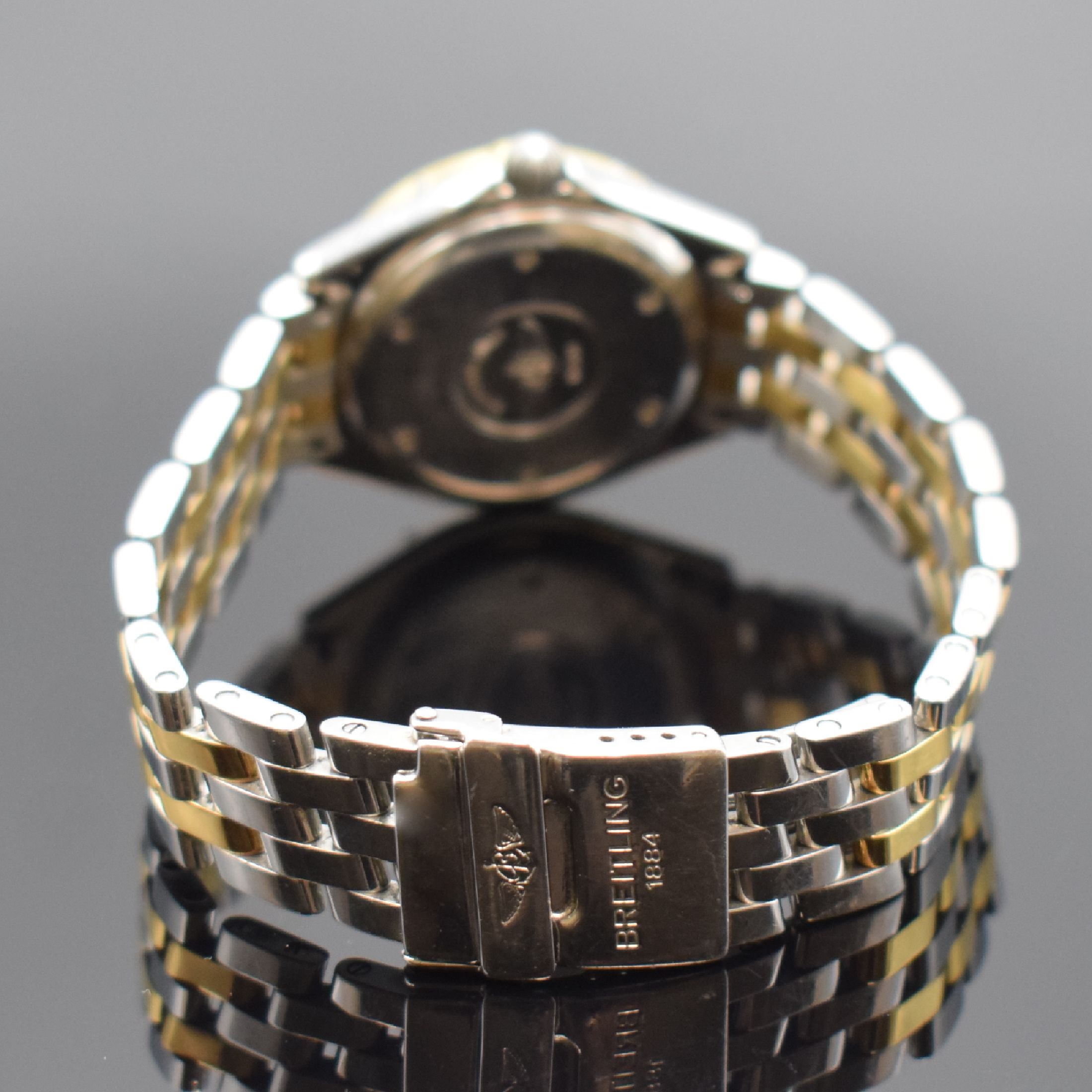 Detail b: BREITLING Lady J Damenarmbanduhr Referenz D52065, Schweiz um 1995, quarz, verschr. Edelstahlgeh. inkl. orig. Gliederband m. Faltschl., GG-Lünette ...
