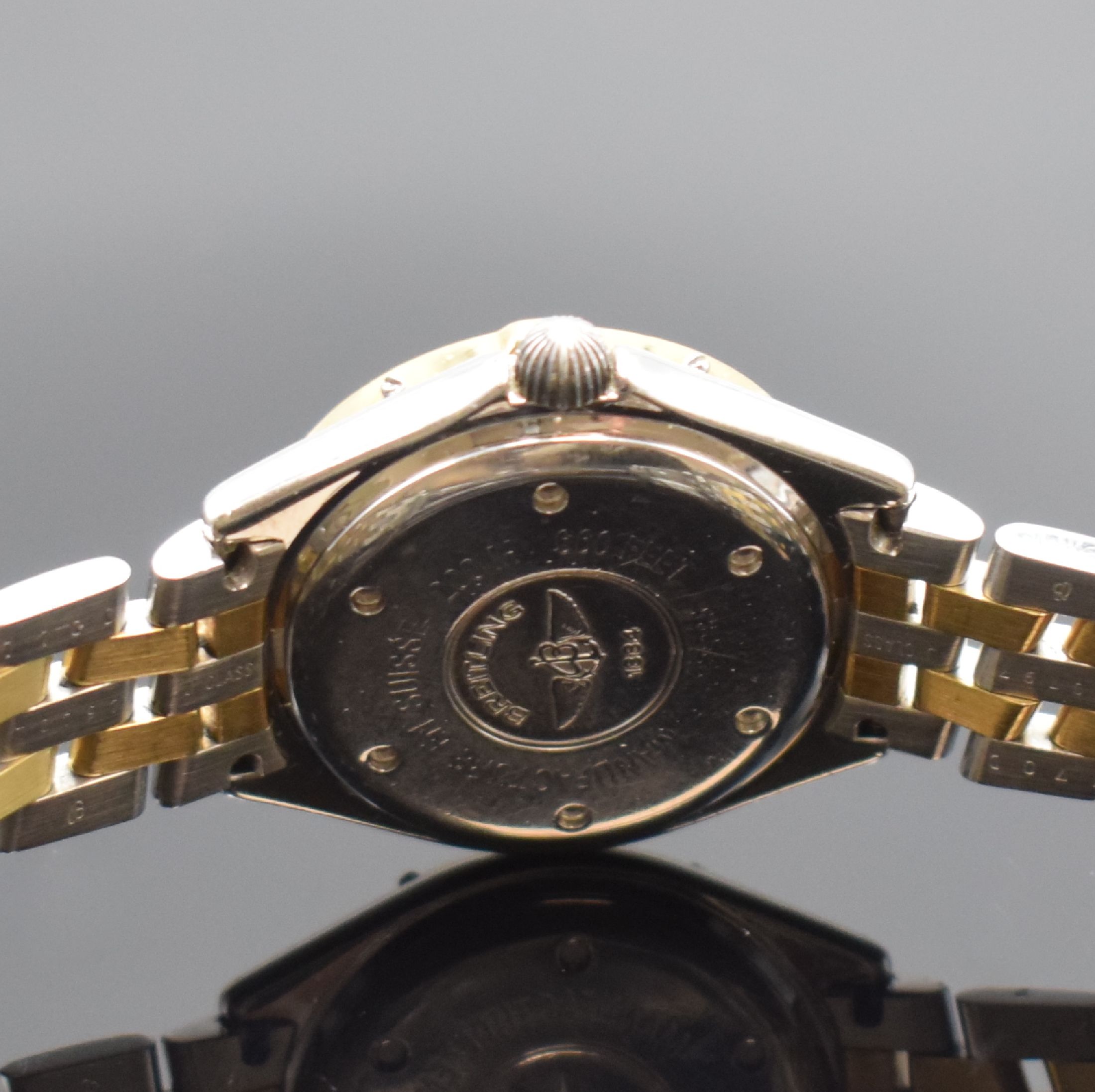 Detail c: BREITLING Lady J Damenarmbanduhr Referenz D52065, Schweiz um 1995, quarz, verschr. Edelstahlgeh. inkl. orig. Gliederband m. Faltschl., GG-Lünette ...