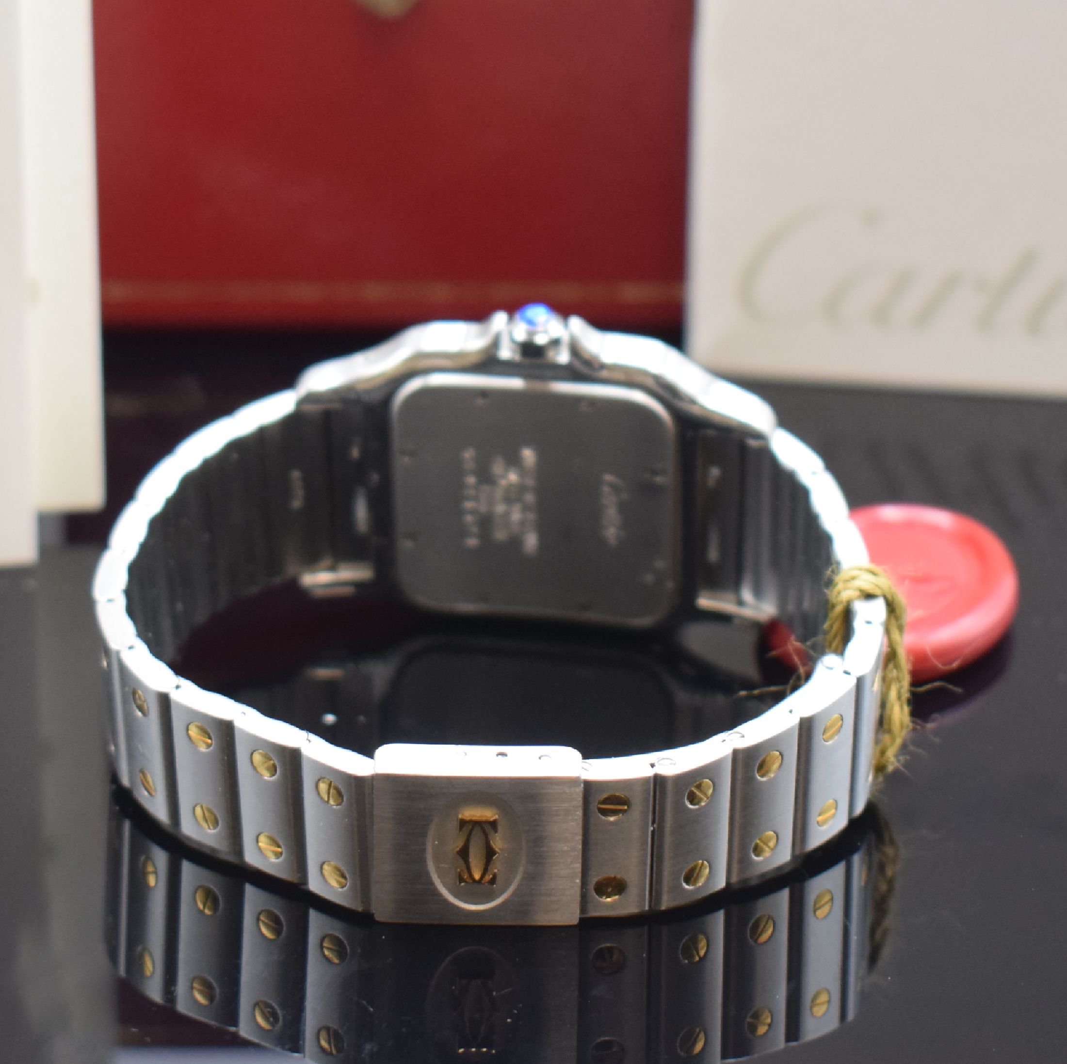 Detail b: CARTIER Armbanduhr Santos Galbée Referenz 1566, Edelstahl/Gold kombiniert inkl. Gliederband m. Faltschl., quarz, Boden 8-fach verschr., ...