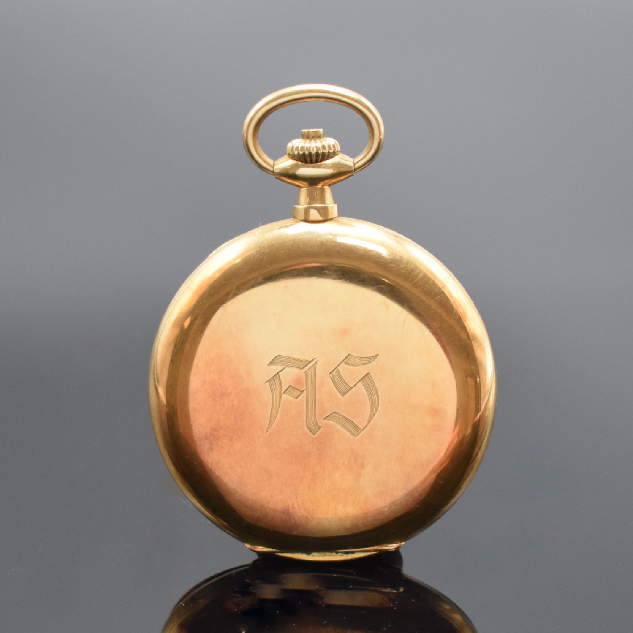 Detail c: A. LANGE & SÖHNE / DUF Savonette Herrentaschenuhr in RG 585/000, Deutschland um 1925, glattes Lucia 3-Deckel Goldgeh. angel., Sprungdeckel m. ...