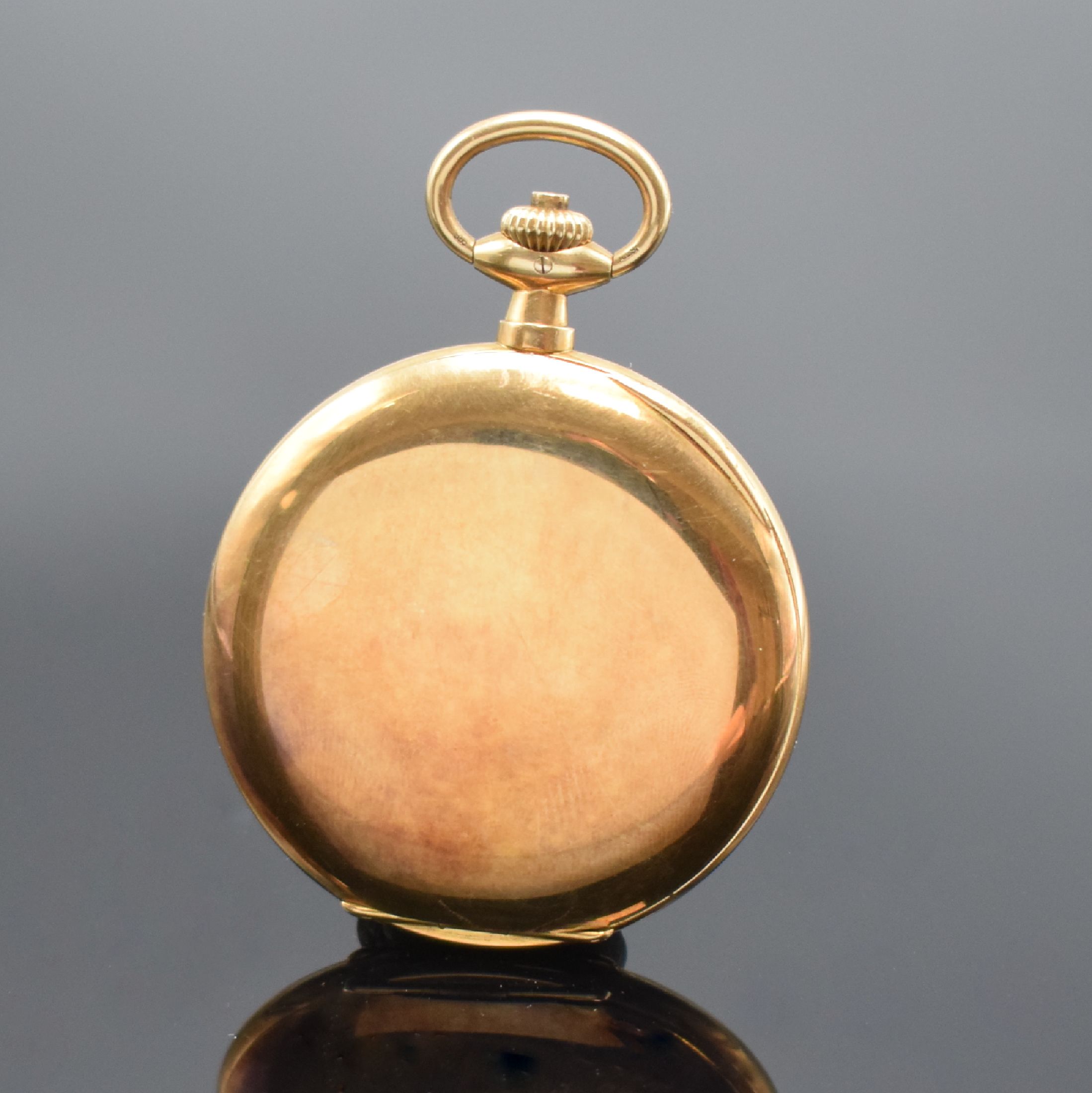 Detail d: A. LANGE & SÖHNE / DUF Savonette Herrentaschenuhr in RG 585/000, Deutschland um 1925, glattes Lucia 3-Deckel Goldgeh. angel., Sprungdeckel m. ...