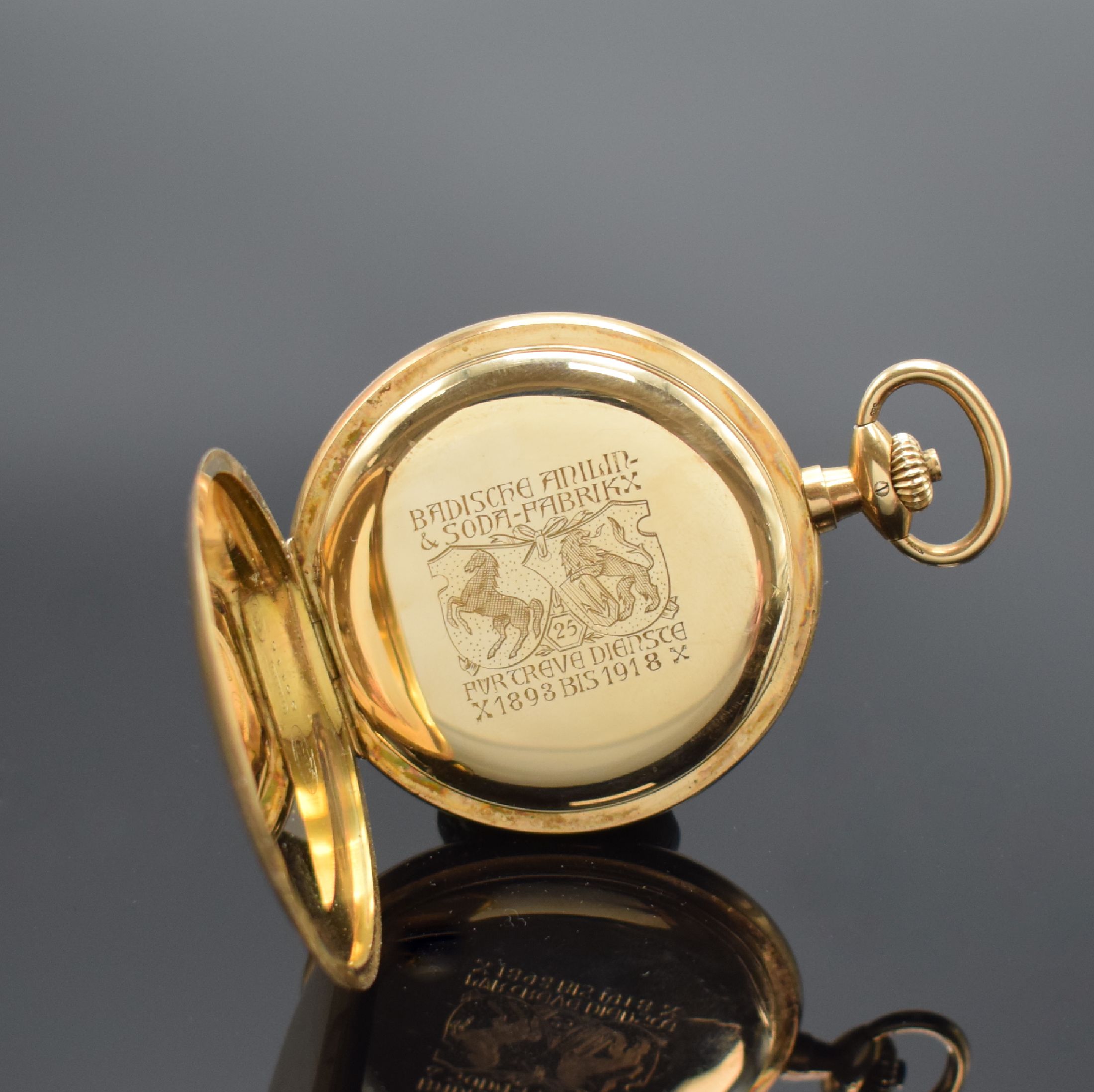 Detail f: A. LANGE & SÖHNE / DUF Savonette Herrentaschenuhr in RG 585/000, Deutschland um 1925, glattes Lucia 3-Deckel Goldgeh. angel., Sprungdeckel m. ...