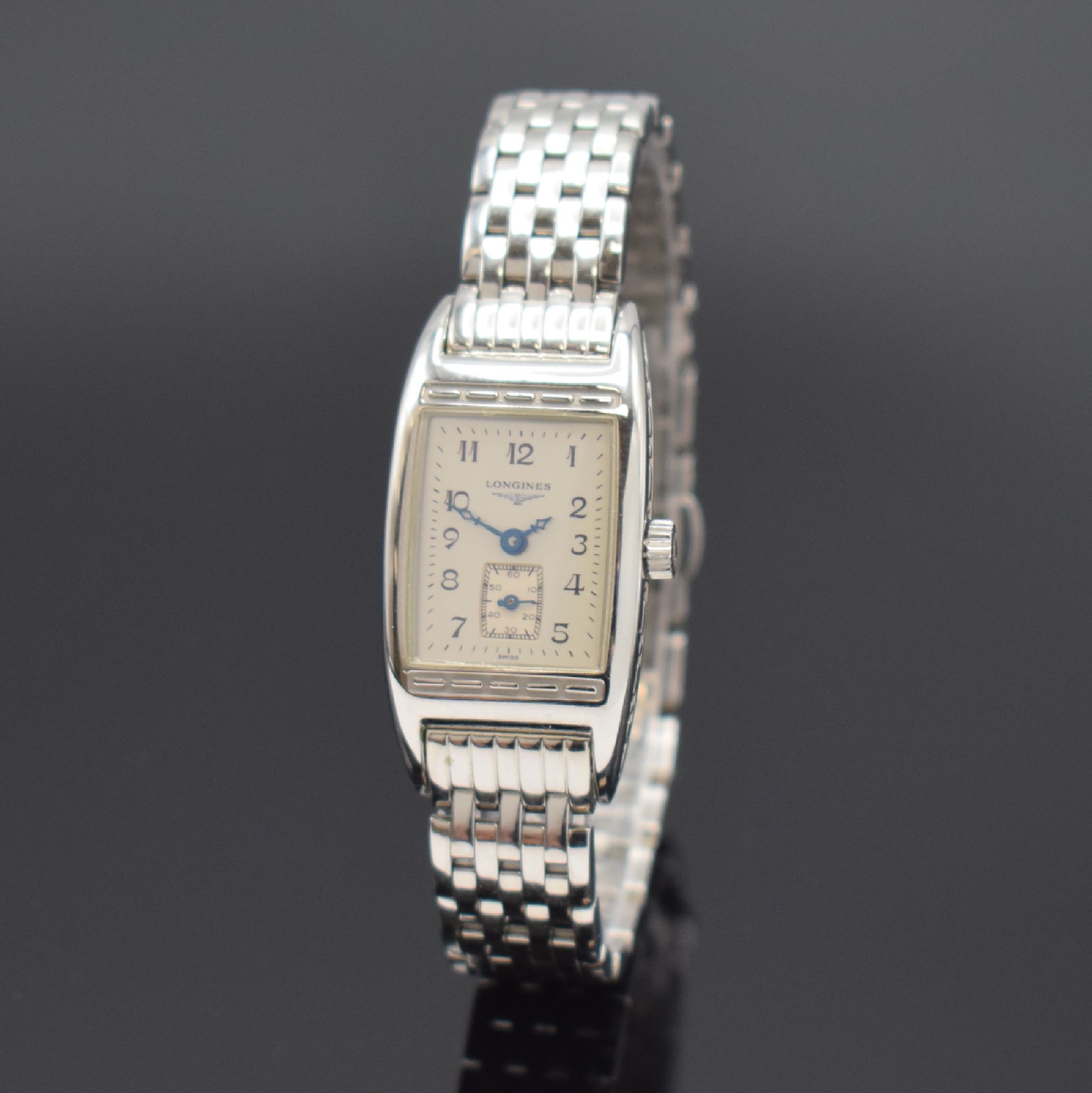 LONGINES Damenarmbanduhr BelleArti, Schweiz um 2010, Edelstahlgeh. inkl. Gliederband m. dopp. Faltschl., quarz, Boden 4-fach verschr., Geh. nach ...