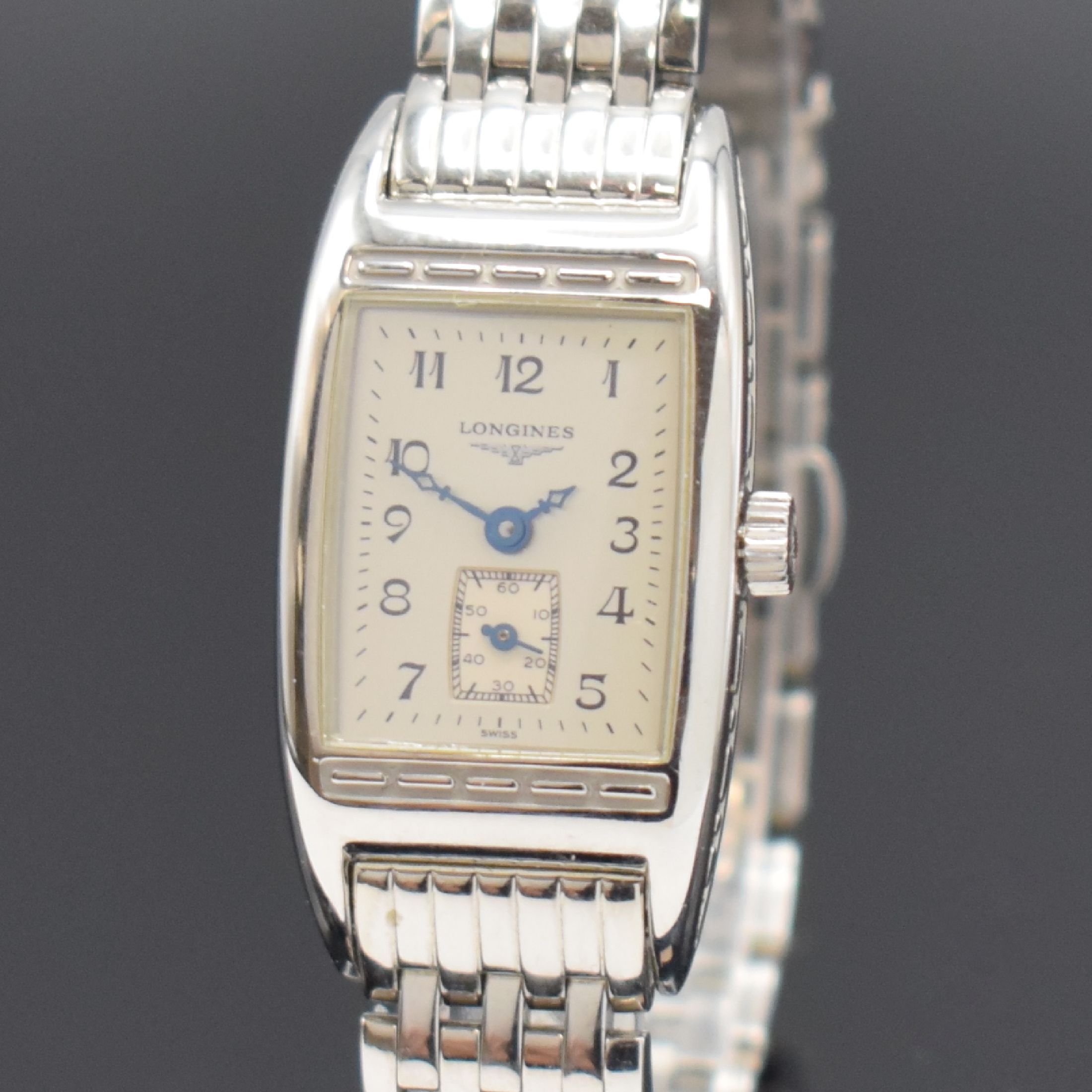 Detail a: LONGINES Damenarmbanduhr BelleArti, Schweiz um 2010, Edelstahlgeh. inkl. Gliederband m. dopp. Faltschl., quarz, Boden 4-fach verschr., Geh. nach ...