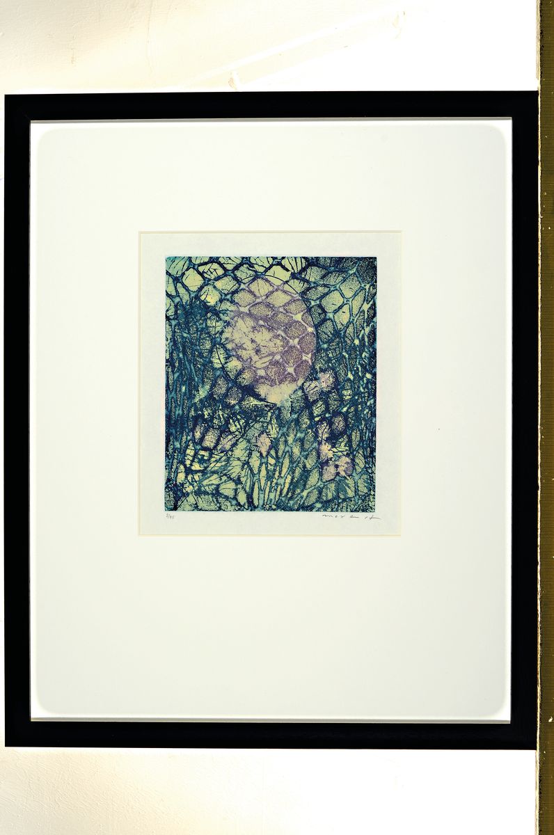 Detail k: Max Ernst, 1891-1976, Farbradierung auf weißem Japanpapier, handsigniert u. nummeriert 9/45, aus dem Jahre 1967, Druck der Radierung im Atelier G. ...