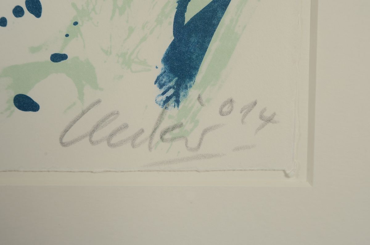 Detail a: Günther Uecker, geb. 1930, Farblithografie auf 250g Velin BFK Rives blanc, handsign., num. 42/85, Blattgr. 45x60 cm, Rahmengr. 62x82 cm