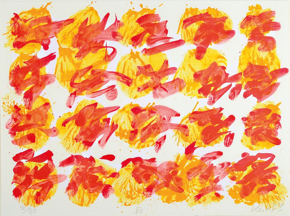Günther Uecker, geb. 1930, Farblithografie auf 250g Velin BFK Rives blanc handsign., num. 42/85, Blattgr. 45x60 cm, Rahmengr. 62x82 cm