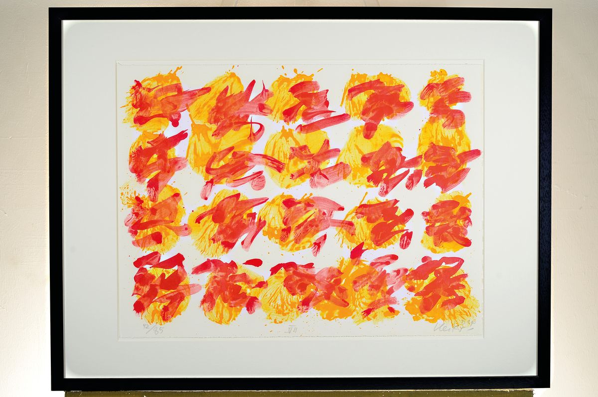 Detail k: Günther Uecker, geb. 1930, Farblithografie auf 250g Velin BFK Rives blanc handsign., num. 42/85, Blattgr. 45x60 cm, Rahmengr. 62x82 cm