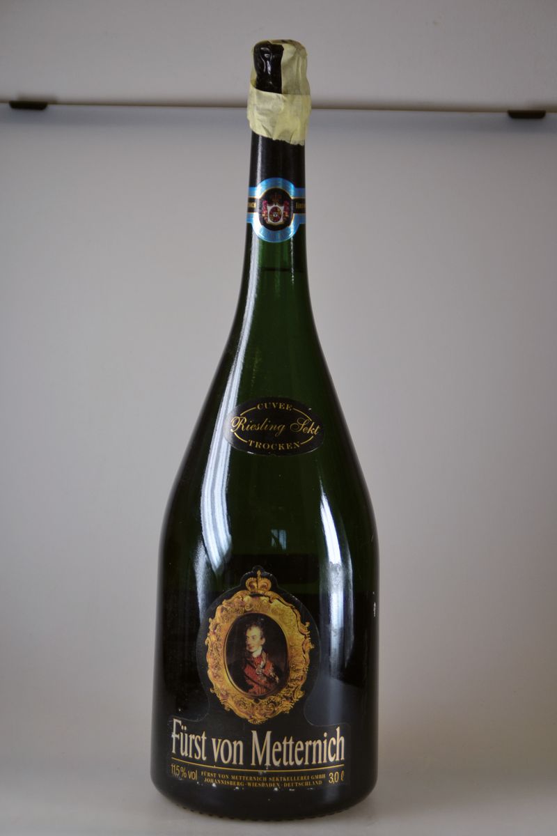 3 Flaschen Jeroboam Riesling-Sekt/Champagner, Fürst von Metternich, Cuvee Riesling Sekt trocken, 11.5 vol, drei Liter, dazu Henkel Trocken feiner ...
