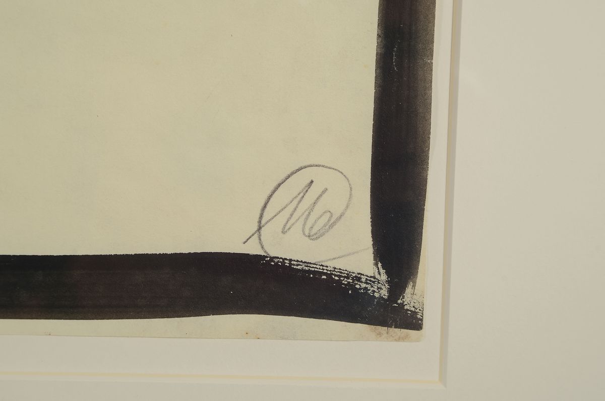 Detail a: Markus Lüpertz, geb. 1941, Tusche und Gouache auf geripptem Büttenpapier, re. unten monogrammiert, die Entstehungszeit ist Ende der 1970er Jahre, ...