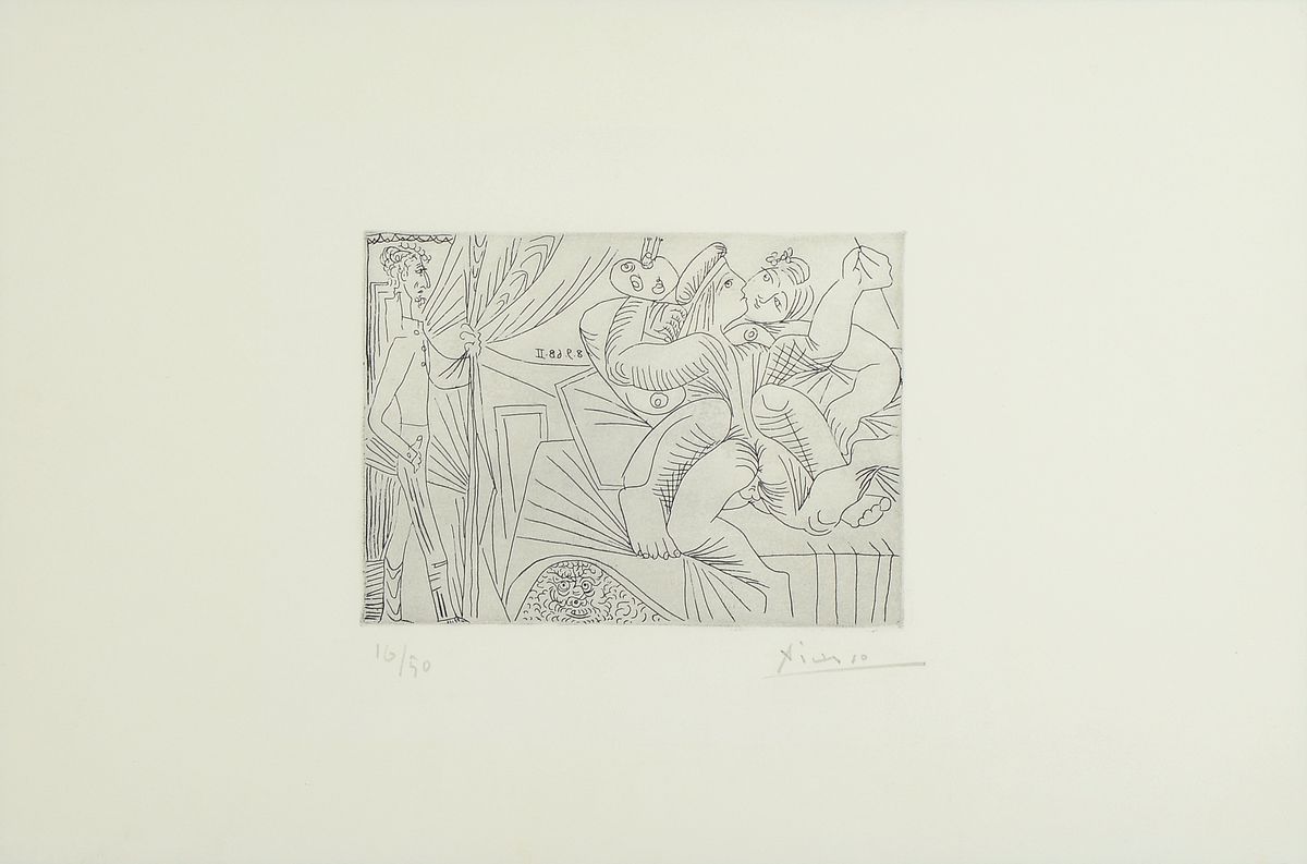 Pablo Picasso, 1881-1973, Titel: "Raphael et la Fornarina XXII", (aus der Folge "347"), handsign., num. 16/50, im Druck ist die ...