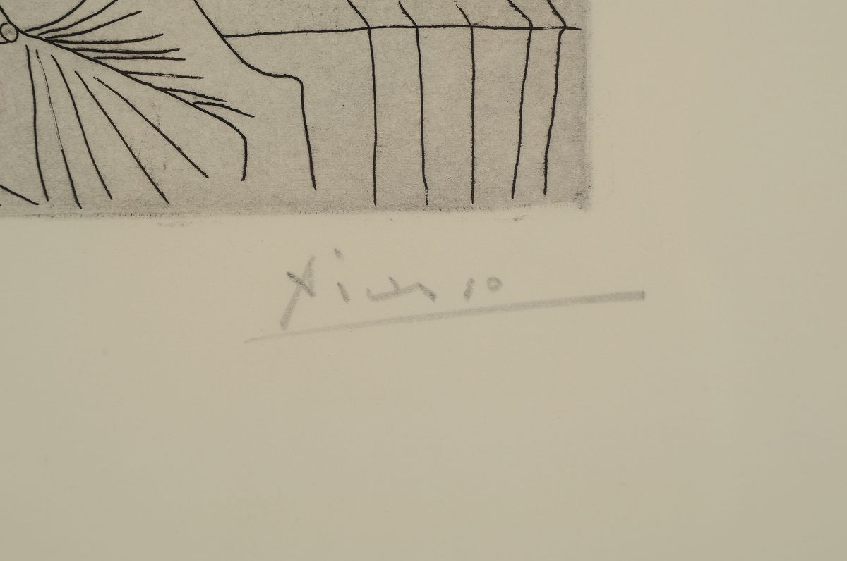 Detail a: Pablo Picasso, 1881-1973, Titel: "Raphael et la Fornarina XXII", (aus der Folge "347"), handsign., num. 16/50, im Druck ist die ...