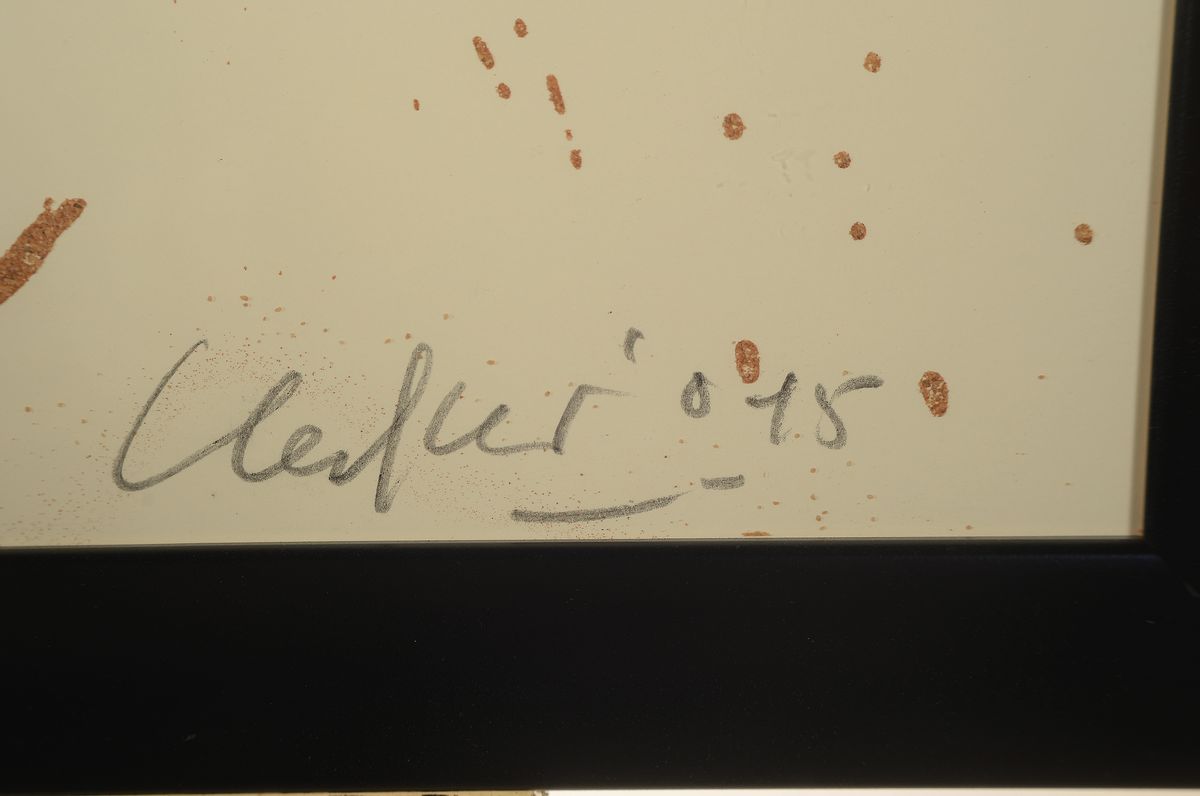 Detail a: Günther Uecker, geb. 1930, Terragraphie (Sanddruck), auf Römerturm Museumskarton Antikweiß 360 g/m. handsign., num. 67/70 aus dem Jahre 2015, ...