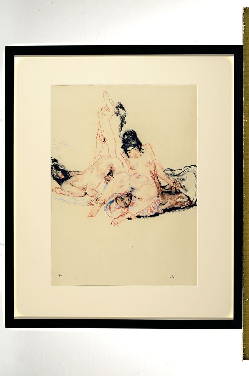 Detail k: Leo Putz, 1869-1940, monogrammiertes Pastell auf Papier aus einer Folge von 14 Erotik Pastellen, erotische Darstellung, um 1924, handmonogrammiert, ...