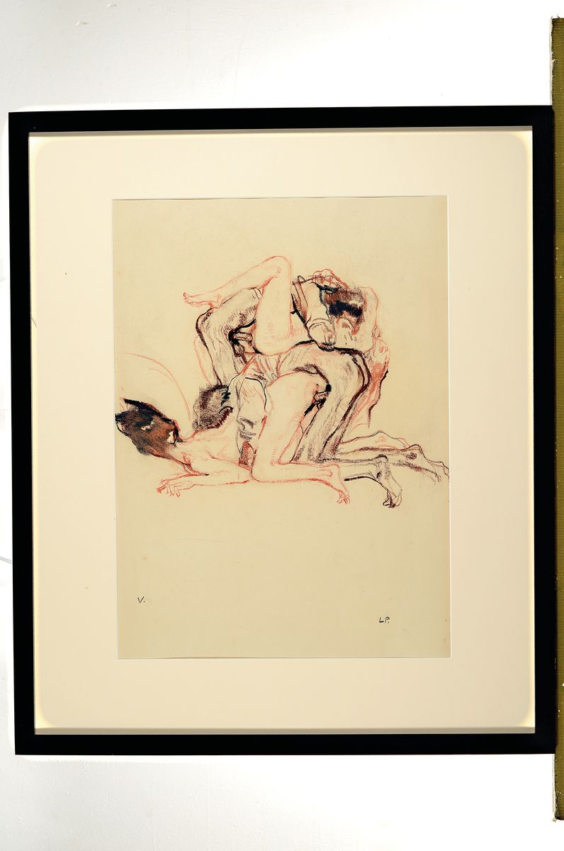 Detail k: Leo Putz, 1869-1940, monogrammiertes Pastell auf Papier aus einer Folge von 14 Erotik Pastellen, erotische Darstellung, um 1924, handmongrammiert, ...