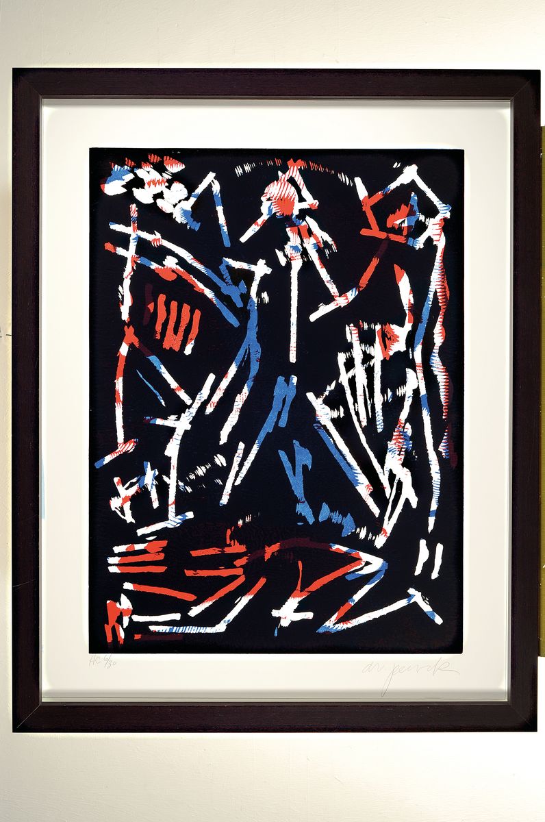 Detail k: A.R. Penck, 1939-2017, Titel: MUL, BUL, DANG & Sentimentality, Farbholzschnitt auf Büttenkarton, handsign., num. HC 6/30, aus 1988, Blatt ca. ...