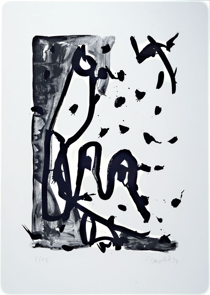 Georg Baselitz, geb. 1938, Lithografie auf Velin, handsign., dat. num. 5/15, aus 1993, Blatt ca. 70x50 cm, R. ca. 74x54 cm